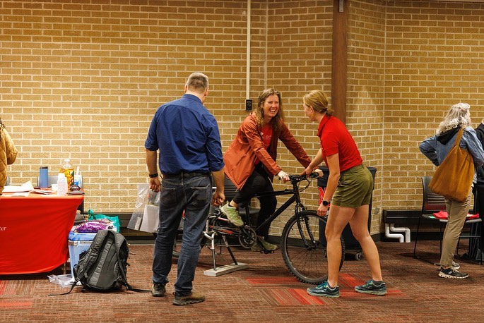 Young women in a spin class