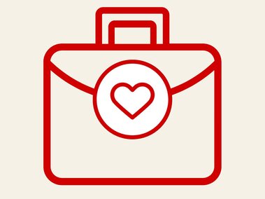 Red Briefcase icon with a heart icon in the center