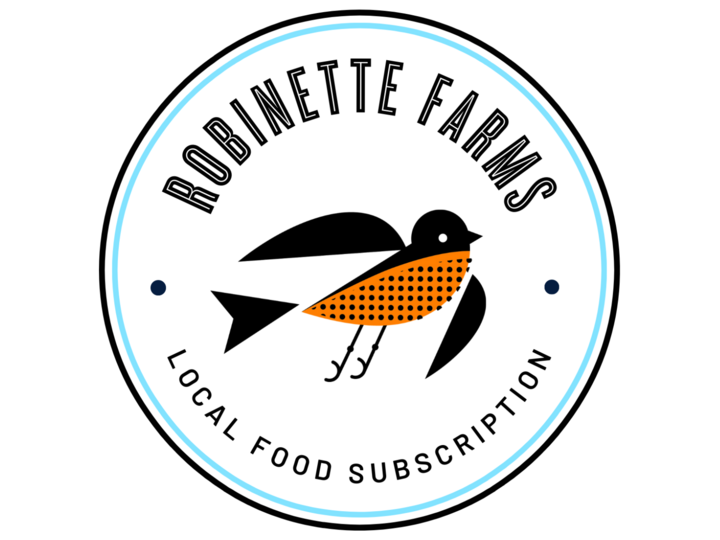 Bird Icon with text that reads Robinette Farms Local Food Subscription